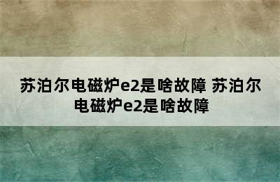 苏泊尔电磁炉e2是啥故障 苏泊尔电磁炉e2是啥故障